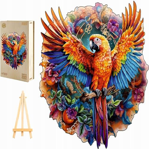 PASJO - Holzpuzzle Erwachsene mit Vögelmotiv 300 Teile 30x30,8 cm - Geschenkidee für Kinder - Holz Puzzle Vögel - Einzigartige Tierförmige Holz-Puzzle - Creative Jigsaw aus Holz für Erwachsene