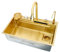 AIVANOTO Goldene Küchenbar-Spüle, Küchenspüle Aus Edelstahl Mit Wasserfall-Effekt, Integriertes Spülbecken, Mit Ausziehbarem Wasserhahn, Tassenspüler, Ablaufgarnituren(80x45x22cm)