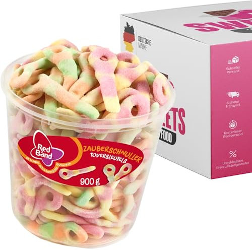 Red Band Fruchtgummi Dosen | Saure Zungen, Pilze, Schnuller & Mehr | Großpackungen für Party, Büro oder als Geschenk (Zauberschnuller 900g)