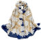 MEDUOLA Femmes Soie Foulards La Mode élégant Echarpes Extensible Doux Châle (Fleurs Bleu)