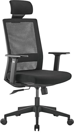 Ergo Office Ergonomischer Premium Bürostuhl mit Rädern, Hohe Rückenlehne und Lordosenstütze | Drehstuhl | Höheverstellbar, Neigungsfunktion der Rückenlehne, Schreibtischstuhl bis 150kg (Bürostuhl)