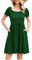 Zeagoo Women's Summer Dress Crew Neck Sundress Short Sleeve Casual Dresses Floral Knee Long with Pockets Solid Color Green L