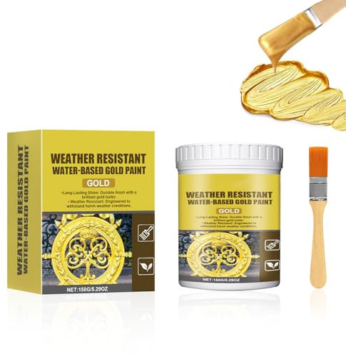 Farmty Peinture Acrylique Dorée,Couleurs Métalliques,Peinture Feuille d'Or pour Peinture d'Art,Peinture Ceramique,Peinture Dorée pour Toile, Bois, Argile,Meubles