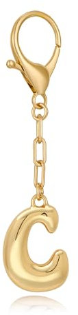 WOWORAMA Klobiger Schlüsselanhänger mit Anfangsbuchstaben für Damen goldener Blasenbuchstabe C Taschenanhänger Geldbörsenanhänger fü Handtaschen Schlüsselanhänger Accessoires Geschenke für Damen