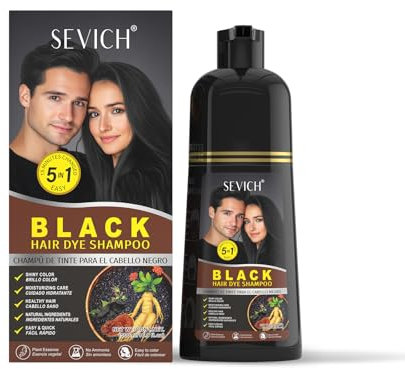 SEVICH Schwarzes Haar Shampoo Sofort Schwarzes Haar Färben, Natürliche Inhaltsstoffe Haar Shampoo, Haar Stärke Reparatur Conditioner, 5 Minuten Grau Abdeckung 500ML (Panax ginseng 500ml)