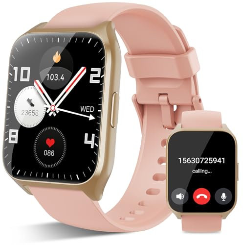 Smartwatch Uomo Donna con Effettua o Risposta Chiamate, 1.85 Orologio Smartwatch, Contapassi Sonno Cardiofrequenzimetro, 112 Modalità Sportive Fitness Tracker, IP68 Smart Watch per Android iOS, Rose