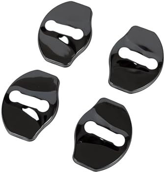 Vehicle Rear Compartment Lock Car Door Lock Buckle Cover for Tesla for Model Y 2023 Door Lock Metal Sticker Automobile Decoration(Black)