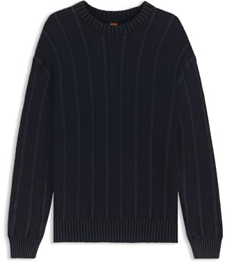 BOSS Herren Kaktus Pullover aus Baumwolle mit RIPP- und Reis-Struktur