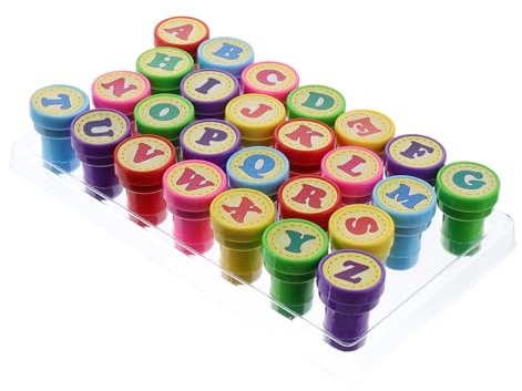 TOYANDONA 26 Stück Alphabet Stempel Set Selbstfärbend Kinder Stempeln Buchstaben Spielzeug Für Klassenzimmer Belohnungen Party Basteln Kreatives Lernen