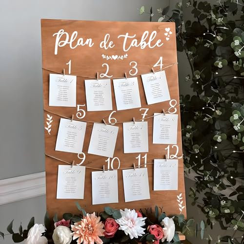 2feuilles Stickers Numéro de Table Plan de Table de Mariage Sticker Autocollants Chiffres 1-12 Cœur Feuille Décoration DIY pour Accueillez les Invités Fête Mariage Baptême Communion Anniversaire