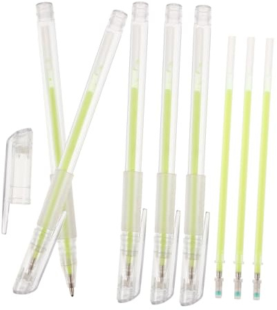 TOBBOMEY 5 Stück Wasserfester Microblading Marker Pen Fluoreszierend Grün mit Ersatzminen Präziser Augenbrauen mapping stift für Tattoo Make up Anfänger und Profis