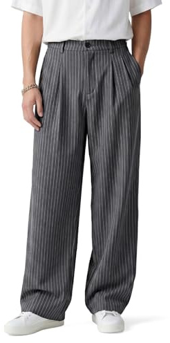 Heyfanee Pantalon Homme Habillé Taille Elastique Baggy Chino Pantalon Costume Homme Large