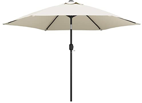 Mokuyary Parasol de Jardin en Porte-à-Faux avec LED 3 m Blanc Sable Balcon