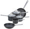Anolon Professional Pots and Pans Set - 6 Piece Non Stick Pan Set with Glass Lids, Durable Stainless Steel Handles, Metal Utensil Safe Saucepans, Wok & Frying Pan Set, Black