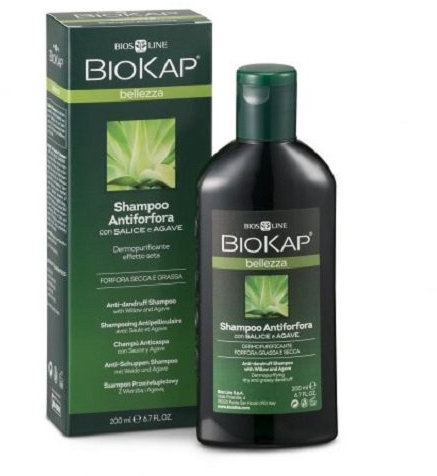 BIOSLINE - BIOKAP SHAMPOO ANTIFORFORA 200 ML con salice e agave, dermopurificante, rinfrescante
