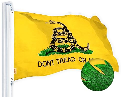 G128 treten sie Nicht auf Mir (Gadsden) Flag | 3x5 füße | Heavy Duty Polyester 220gsm gestickte Spun - robust, langlebig, innen/außen, leuchtende Farbe, messingösen