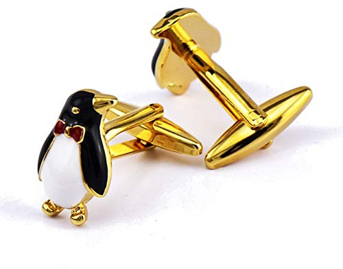 DOLOVE Manschettenknöpfe Herren Hochzeit Gravur Pinguin Manschettenknöpfe Herren Gold Gravur
