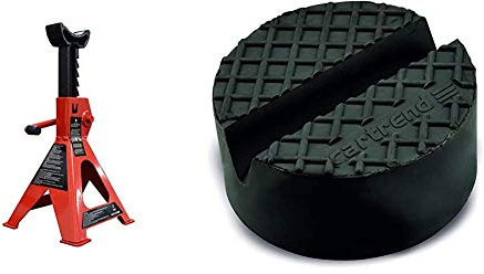 Amazon Basics - Stützfuß, Stahl, Traglast: 1.8 Tonnen, 1 Paar & Cartrend 10282 Universelle Gummiauflage für Wagenheber und Hebebühnen