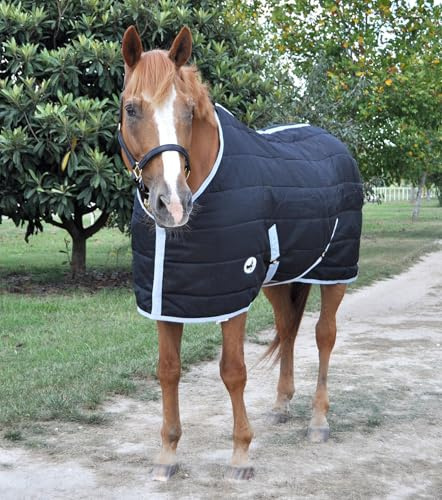 Jeffers Equine Pferde-Stalldecke mit geschlossener Vorderseite, 167 cm, warm, isoliert, Stall und Scheunenschicht, leichte Polyfill-Winterdecke für Pferde, Innenbereich, Reisen, Fellpflege, Schwarz