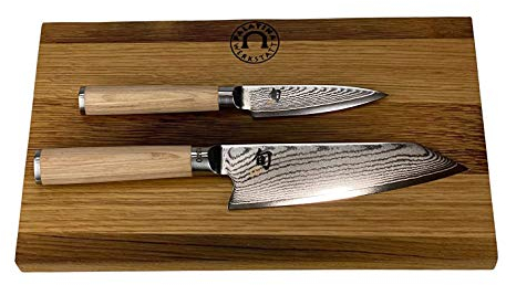 Palatina Werkstatt ® KAI Shun Classic White Bundle | DM-0700W | Japanisches Officemesser | + DM-0777W | limitiertes Kiritsuke Kochmesser | +30 x18 cm Fassholzbrett | 329,- €