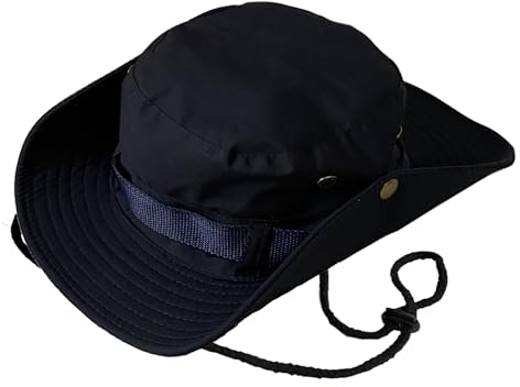 Taeku Buschhut, Herren Damen Mesh Bucket Boonie Hat Breite Krempe Sonnenhut mit Kinnband Fischermütze Outdoor Angelhut (Blau)