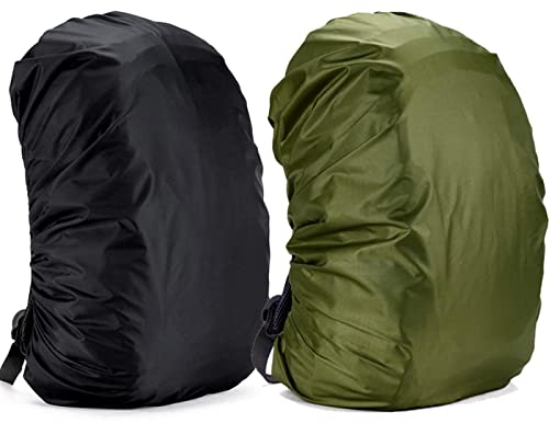 Yogopro Funda Impermeable para Mochila,2 Pcs Cubre Mochila Lluvia,30~65L Cubierta de Bolsa Bolso Protector de Lluvia para Camping Senderismo Excursionismo, 40L-50L (Negro y Verde)