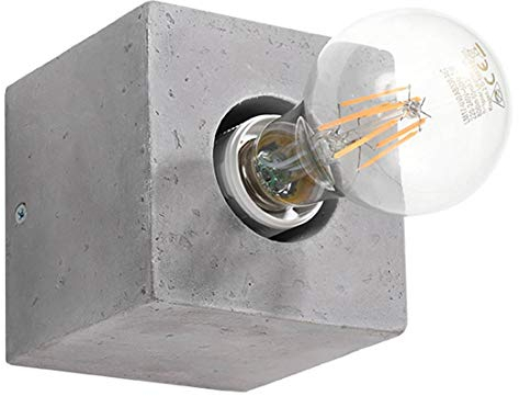 SOLLUX Wandleuchte ABEL Beton – Wandlampe Innen L: 10, B: 10, H: 10, Fassung E27, dimmbar – Ideal für Flur und Wohnzimmer