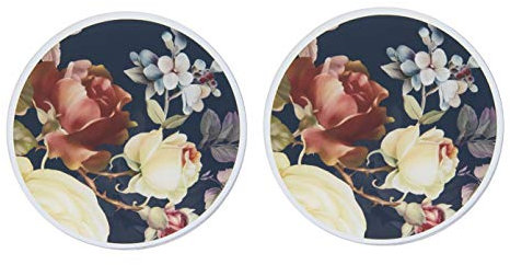 Lesser & Pavey Glass Candle Plates Set of 2 Mirrored 10/20cm Decorative Tealight Display Round Coaster (Rose Blossom Candle Plate)