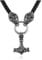 PiercingJak Men Norse Viking Thor's Hammer Necklace Stainless Steel Vintage Nordic Viking Mjolnir Amulet Pendant with Black Genuine Leather Celtic Pagan Symbol Jewelry