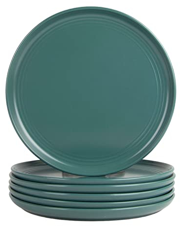 Double Line 10.5 Dinner Plate, Set of 6, Emerald Green