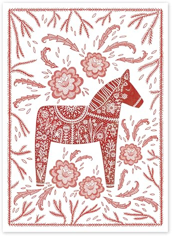Posterlounge Schwedisches Dalapferd Poster | 13 x 18 cm von Nic Squirrell Rot Wandbilder Wanddeko