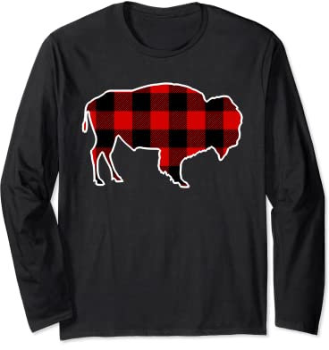 Bison Red Buffalo Plaid Yak Tier passende PJ Familie Geschenk Langarmshirt