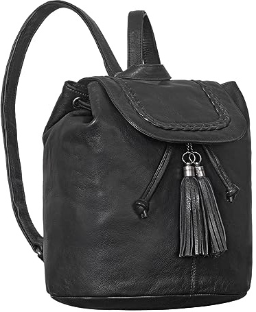STILORD Enisa Vintage Leder-Rucksack Damen Echtleder Klein - Moderner Tagesrucksack Daypack Cityrucksack Rucksackhandtasche Damenrucksack für Shopping Reisen Freizeit Farbe:schwarz