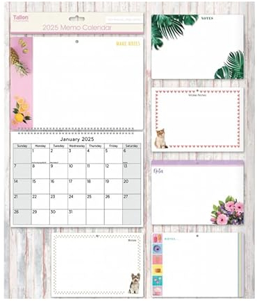2026 New Illustrated Memo Wall Calendar|Spiral Bound Monthly Family Organiser/Planner with Wipe Clean Pen| 1 X Random Selection from Various Designs| Gift Idea for New Year Christmas-Party Bag Filler