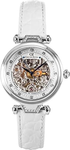 Carl von Zeyten Damen Analog Automatik Uhr mit Leder Armband CVZ0070WHS
