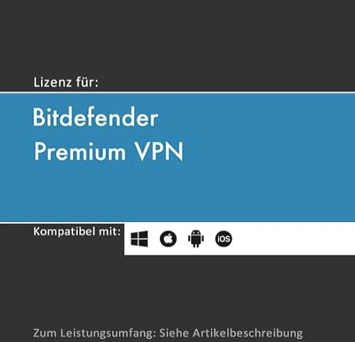 Lizenz für Bitdefender Premium VPN I unbegr. VPN | 2025 | 5 o. 10 Geräte | 1-3 Jahr(e) | originale Vollversion | Win/Mac/Android/iOS | Lizenzcode per Post (FFP) von softwareGO (3 Jahre, 5)