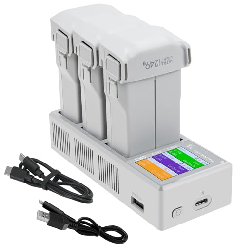 LYONGTECH Caricabatteria per DJI Mini 4/3 Pro,Mini 3 Drone, Caricatore con Display LCD, Stazione di Ricarica Carica Batteria Accessori