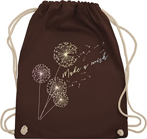 Shirtracer Turnbeutel Rucksack - Sprüche Statement - Pusteblume Flower - Unisize - Braun - beutel mit blumenmuster statements wish stoffbeutel damen floral sprüchen wish. beuteltasche groß blumen