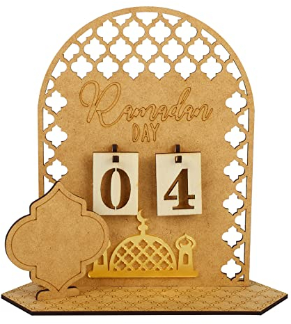 Ramadan Kalender aus Holz, Rustikaler 30 Tage Countdown Ramadan Kalender Kinder, Ramadan Adventskalender Eid, Ramadan-Kalender Elegante Mubarak Ramadan Dekoration (Palast)