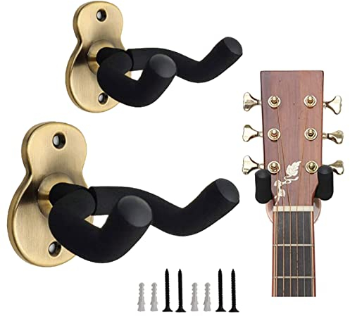 Yuechenggui 2 Pack Guitar Holder Wall Mount Guitar Hanger, Guitar Wall Mount Display Bracket Hooks for Electric Guitar, Classical Acoustic Guitar, Bass Ukulele Mandolin Banjo, Black (Bronze)
