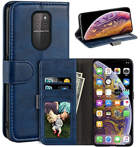 MILEGAO Schutzhülle für Emporia Smart 5, magnetisch, PU-Leder, Brieftaschen-Stil, Business-Handyhülle, modische Klapphülle mit Kartenfach und Ständer, für Emporia Smart 5, Blau