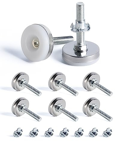 SPDYCESS 8 pcs M8 X 35MM Pied Réglable à Base Ronde, Pieds de Nivellement, Pied Vérin Meuble à Visser, Vis de Réglage pour Pied Mise à Niveau, avec 8 Écrou à Griffes, pour Pieds de Lit Bureau Armoire