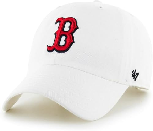 47 MLB Mütze, weiß, Team-Farbe, Primär-Logo, zum Aufräumen, Verstellbarer Riemen, Einheitsgröße für Erwachsene, Boston Red Sox, Einheitsgre