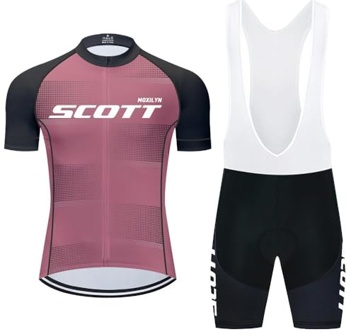 Moxilyn Fahrradtrikot Kurzarm Set für Herren Radtrikot T Shirt Radsport Radtrikot Set Fahrrad Trikot Kurzarm+Radhose mit 4D Gel,Ursprüngliche Gaze Radjacke und Radhose,MTB Radtrikot