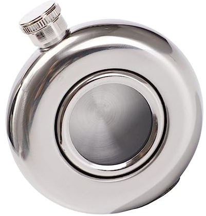 BESTonZON 1stk Runder Krug Tragbarer Wein Taschenflasche Flachmann Aus Edelstahl Flasche Für Männer Kolben Mit Trichter Weinflasche Aus Edelstahl Bierflasche Reisen Rostfreier Stahl Metall