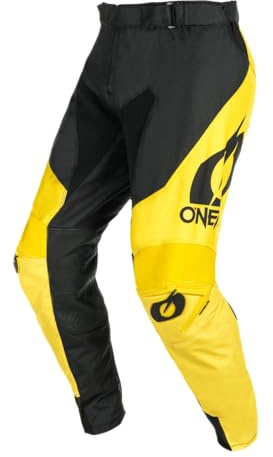 O'NEAL | Motocross-Hose | Enduro Motorrad | Strapazierfähige Denierstoffe, Leder-Hitzeschutz an beiden Knie-Innenseiten | Pants Mayhem Hexx V.24 | Erwachsene | Schwarz Gelb | Größe 34