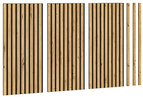 xonox.home Akustikpaneel Silence Wandpaneel Wandverkleidung Lamellenverkleidung Akustikpaneel in Artisan Eiche Nb., ca. 40x80x2 cm 3er Set