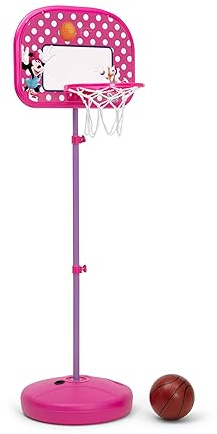 Delta Children - Disney Minnie Mouse Kids Basketball Hoop Set, Height Adjustable Toddler Basketball Goal with Stand, Indoor Outdoor Sports Toy, Includes Ball and Pump, Pink
