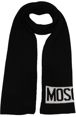 MOSCHINO Sciarpa in maglia bianco con ricamo logo bianco e nero Dimensioni: 30 x 180 cm
