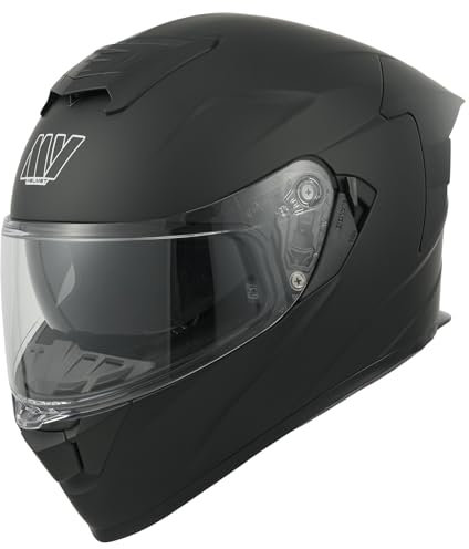 MY Motorrad Integralhelm Vollvisierhelm Mopedhelm mit Sonnenblende für Damen Herren,ECE 22.06 Genehmigung,Modell MY-936 (Mattschwarz, XL)